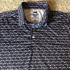 Chalk Talk Pickle Ball AOP Print Power Play Polo Adult Large AL Blue Long Sleeve